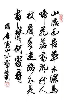 山隐幽居草木深，鸟啼花落书沉沉