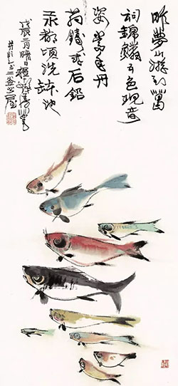 昨梦山游到葛祠，锦麟五色现奇姿