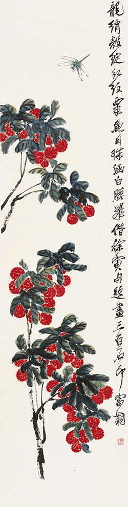 龙绡壳绽红纹粟，鱼目珠涵白膜浆（荔枝蜻蜓）